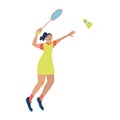 Single badminton game with a nice girl. Royalty Free Stock Photo